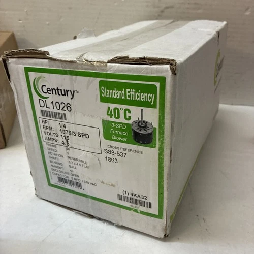 Century DL1026 1/4HP 1075 RPM 115V 5-58 in. DIA. 3-Speed Blower Motor NEW SEALED