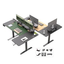 L Shaped Standing Desk 63"x43", Dual Motor Height Adjustable Desk with Revers...