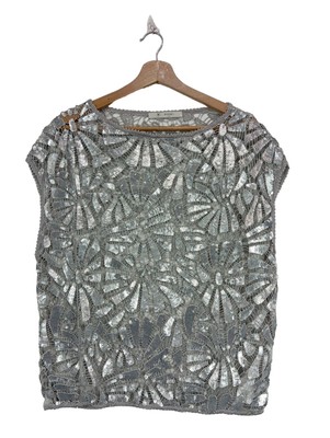 MONARI Glanzbluse Damen Bluse Gr. DE 38 silberfarben Elegant