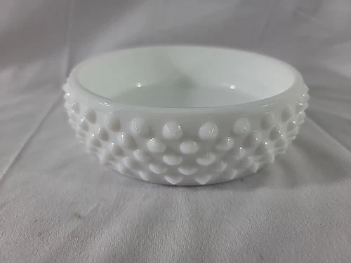 Fenton ? Milk Glass Hobnail 6" x 2" Round Bowl/Ashtray - CHIPS - FREE SHIPPING