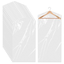 24 Pack Long Garment Covers 60 x 150cm Plastic Garment Bags for Hanging...
