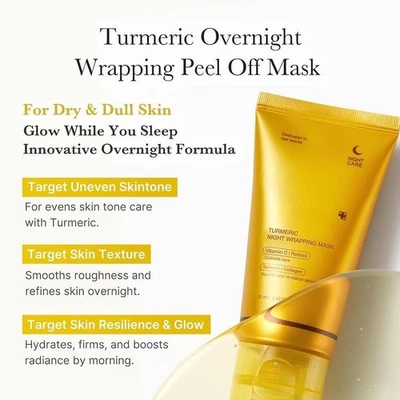 Kojic Acid Turmeric Night Wrapping Mask Overnight Peel Off Natural Facial Mask