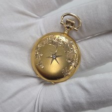 Antique 1913 Elgin 14k Solid Gold Diamond Pocket Watch 0S Hunter 15 Jewel Gr 354