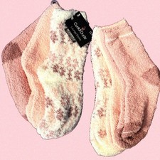 Cuddl Duds Lounge Socks 3 Pack Pink White Purple Solid Print Plushfill One Size