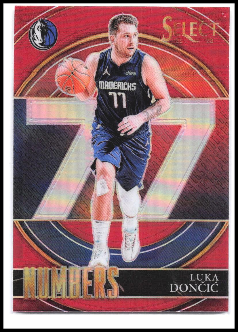 2021-22 Panini Select #7 Luka Doncic Select Numbers Red Prizms