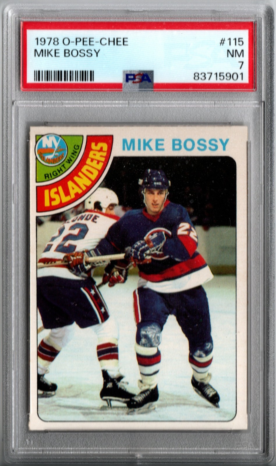 1978-79 OPC O-PEE-CHEE #115 MIKE BOSSY RC ISLANDERS PSA NM 7