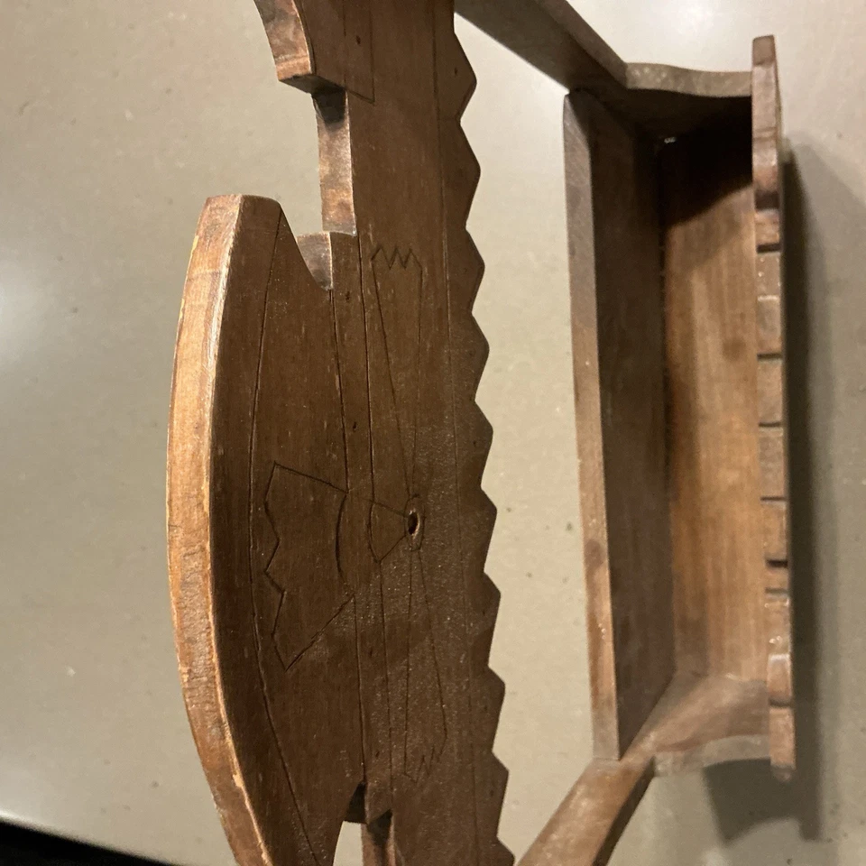 антикварный настенный держатель для писем или документов гравированное дерево 14x10 дюймов - Изображение 4 из 4