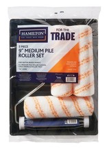 Hamilton For the Trade 9" Medium Paint Roller Set 5 Pc with Tray Frame & Sleeves