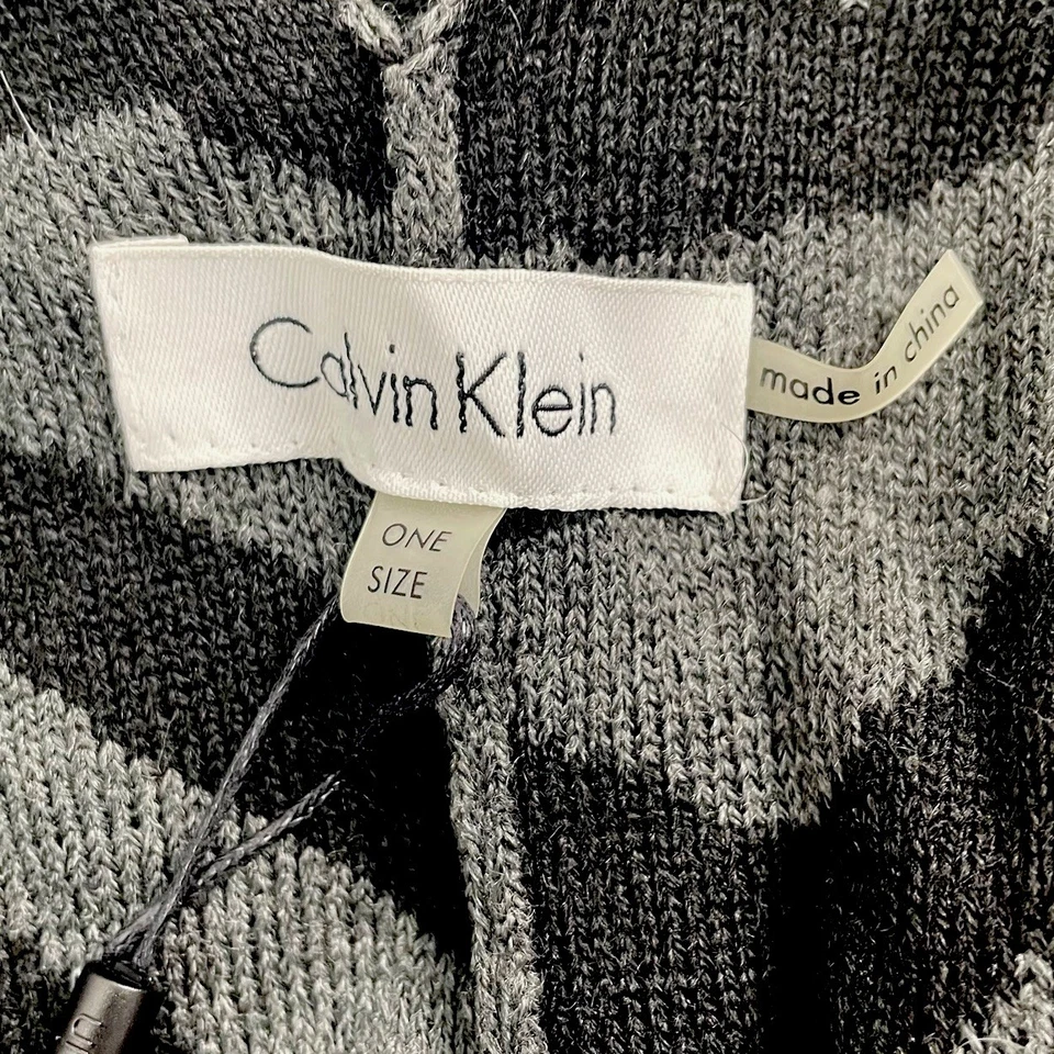 Chal envolvente Calvin Klein para mujer talla única negro gris abierto delantero aberturas laterales para brazos NUEVO Foto 3 de 4