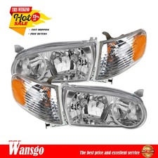 Wcorner Rhlh Headlights Headlamps Set For Toyota Corolla 2001 2002 Replacement