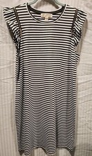 Michael Kors Striped Dress Sz L Ruffle & Zipper Detail Casual Resortwear
