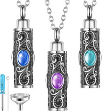 3 Pcs Urn Necklaces for Ashes Cremation Jewelry Ashes Urn Necklace
