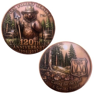 U.S. Forest Service 120 Anniversary Challenge Coin Collectable Smokey Bear 1-pc