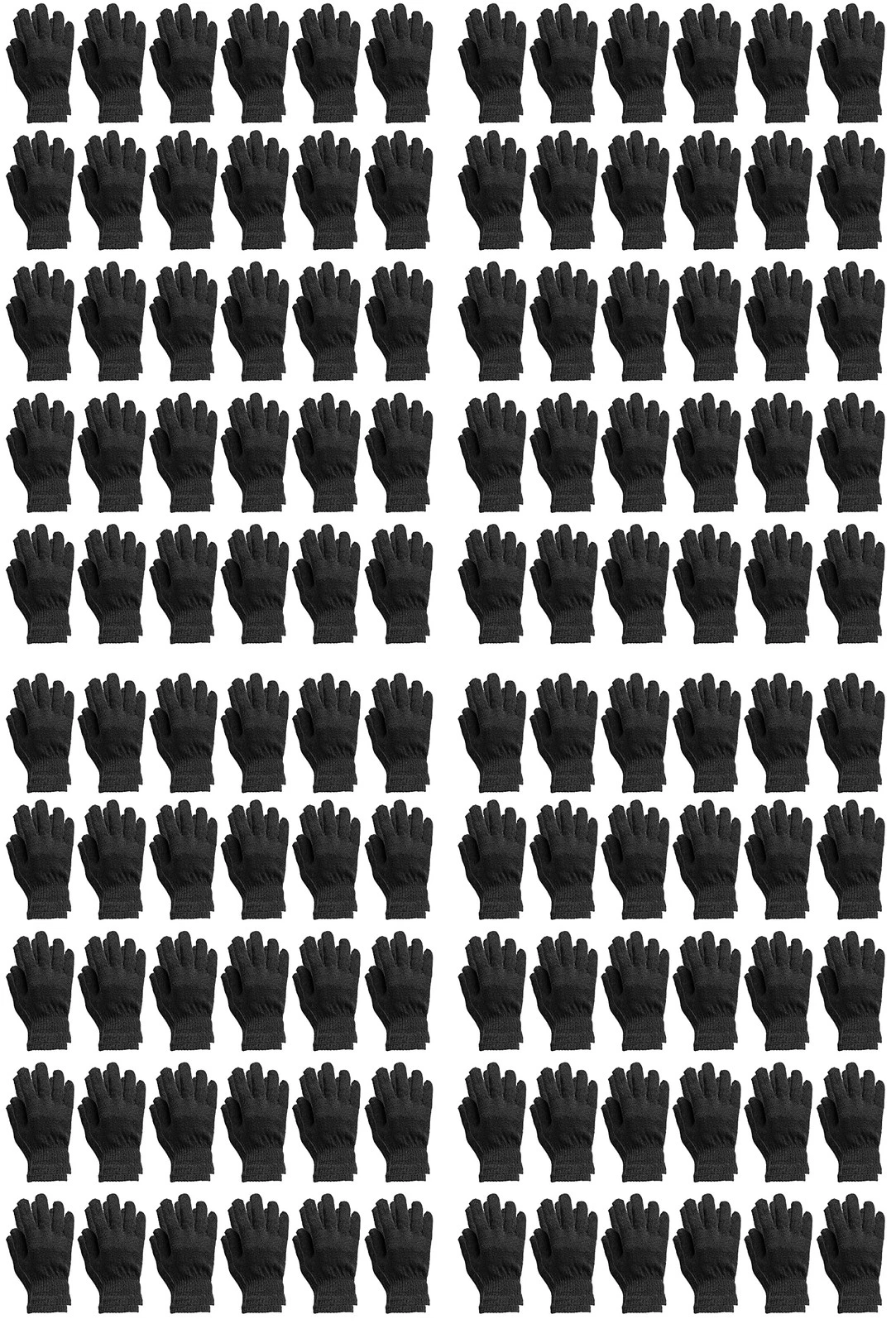 120 Units of Black Magic Stretch Gloves Bulk Thermal Winter Gloves Solid Black