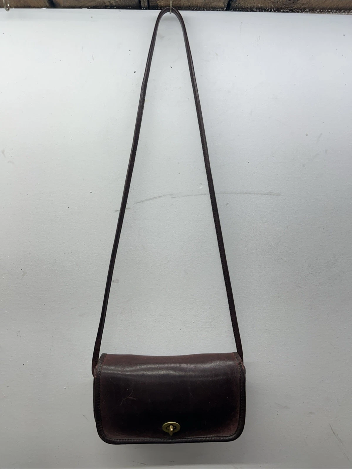 RARA borsa a tracolla Coach vintage anni 70 pelle marrone SM Dinky made in New York