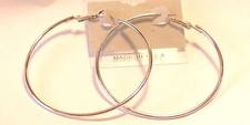 2 inch HOOP EARRINGS RHODIUM PLATED SILVER TONE HOOP EARRINGS SIMPLE THIN HOOPS