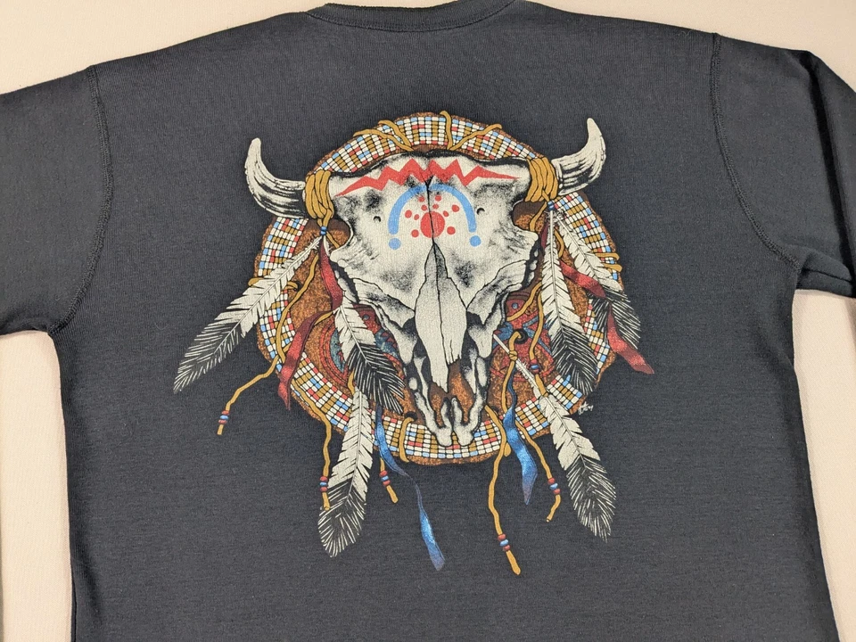 Camisa De Colección Buffalo Henley Adulto Extra Grande Nativo Atrapasueños Arte Hecha en EE. UU. Foto 2 de 4