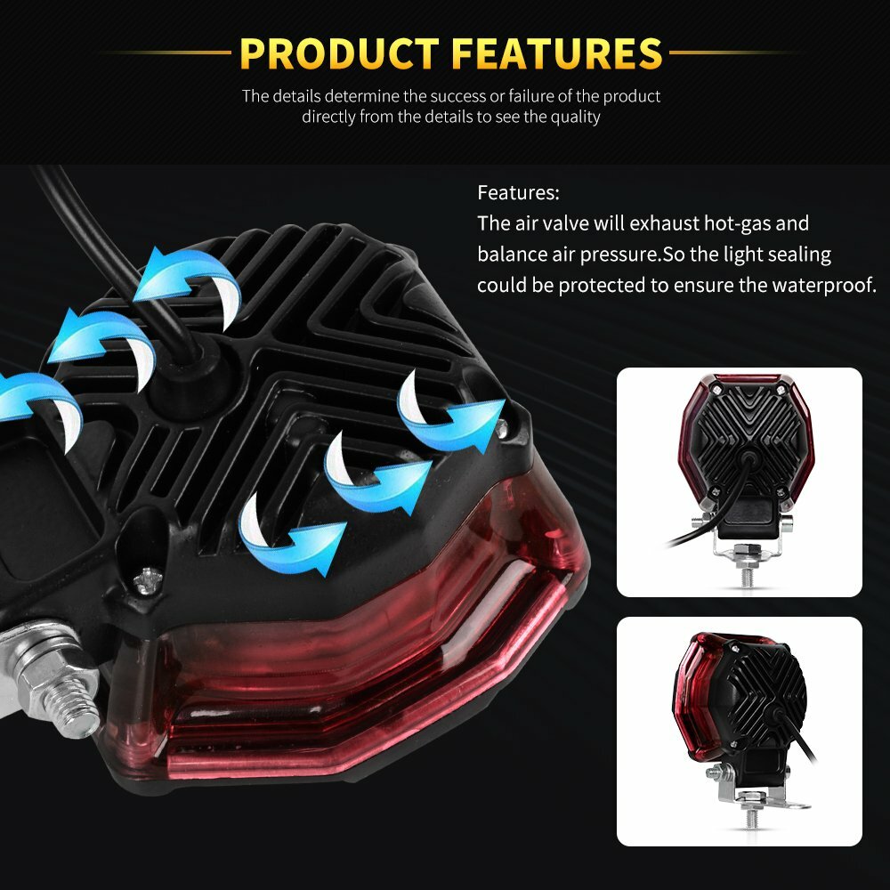 Kit 4x Feux LED Travail 4 Pouces 120W Avec Halo RGB - Télécommande, Bluetooth, étanche IP68