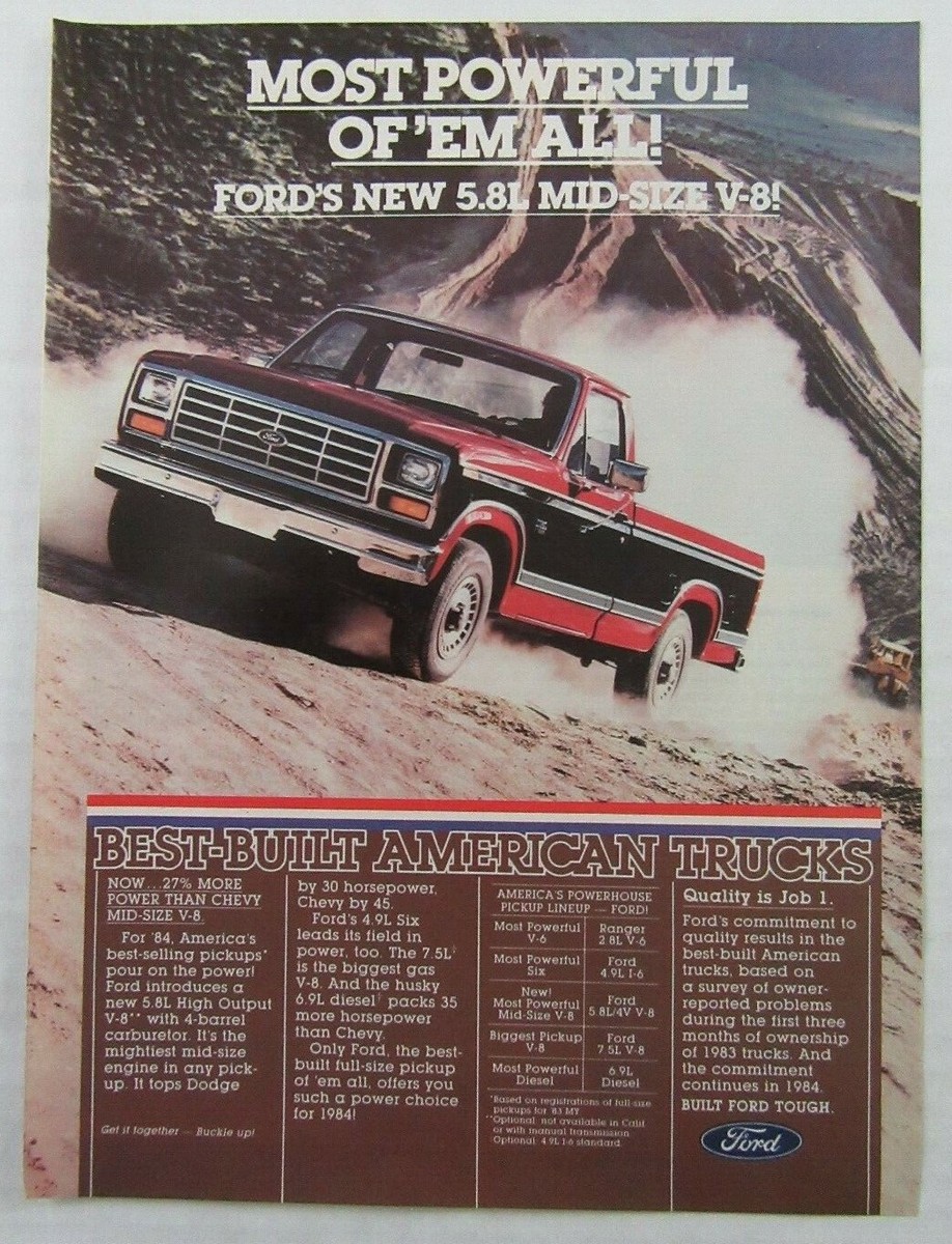 1984 FORD 5.8L MID-SIZE V8 PICKUP TRUCKS 