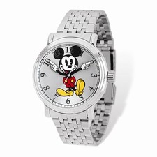 Brand New Disney  Unisex Adult Size Silver Dial Mickey Mouse Moving Arms Watch
