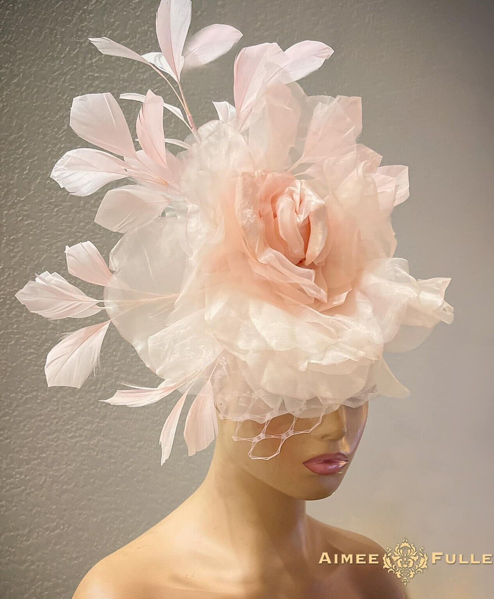 Kentucky Derby Fascinator Pink Silk Rose Royal Ascot Hat  display picture 1