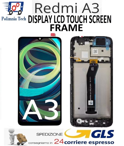 Display Touchscreen Xiaomi Redmi A3 Mit Rahmen 23129RN51X Original GLS Schwarz-image
