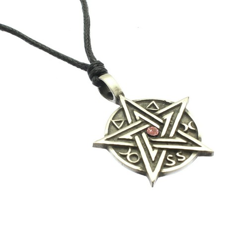 Collar Collar Cuerda Negro Collar Negro Pentagrama Hexagonal Cruz Calavera Árbol de Peltre Wiccano - Imagen 20 de 54