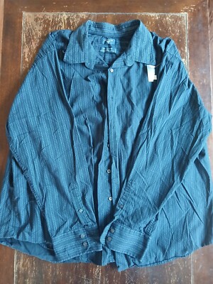 Dockers plaid long sleeve button down blue XXL dot pattern mercerized cotton