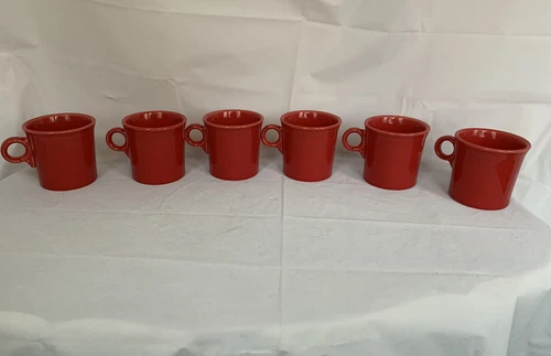 Red Fiestaware 6 Coffee Mugs Scarlet 8 0z USA
