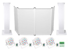 2 Rockville 8 Ft. Totem Stands DJ Facade 4 Battery Powered Wash Up-Lights