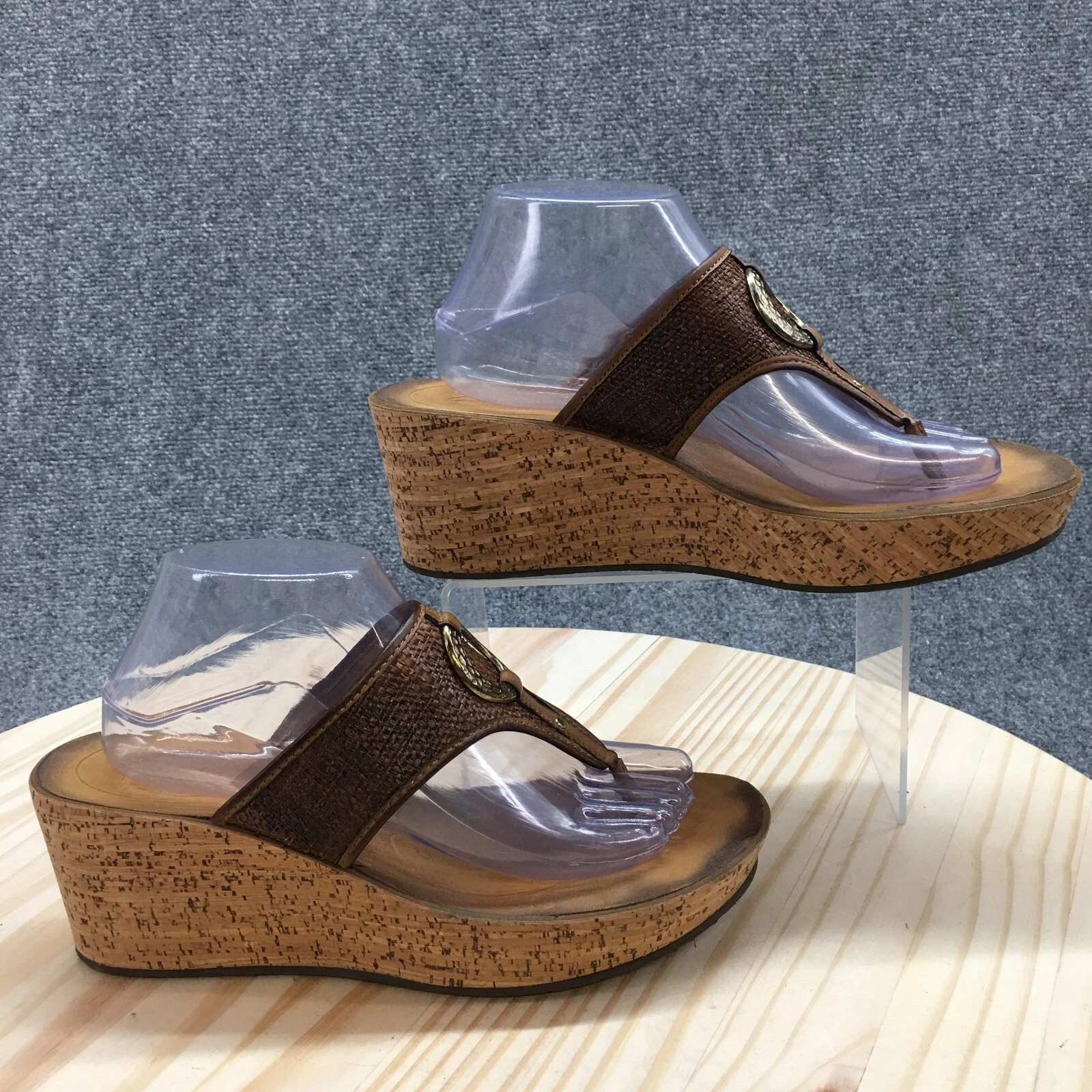 Sandali Clarks donna 9 5 M Avaleen lago plateau perizoma pelle marrone casual