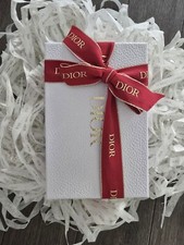 Dior Empty Medium White Box With Red Ribbon, White Card, Bag  Tissue Paper