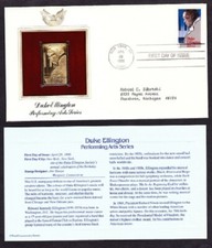USA 2211 Duke Ellington Golden Replica FDC with info card