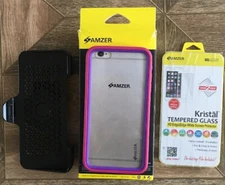 Amzer  Crusts iPhone 6 plus/6s plus case and Tempered Glass Black On Pink—-1