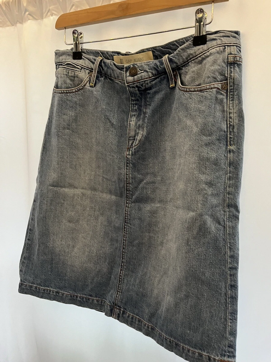 Denim Skirt Gap Size 12 L22 Blue Denim Cotton A Line Knee Length