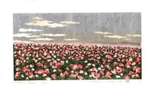 NAMIKI HAJIME "Hill-2 Poppy" 2020 ED200 Signed Original Woodblock Print Art F/S