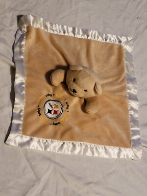 Pittsburgh Steelers Baby Security Bear Blanket Tan NFL License 14X14 Euc 