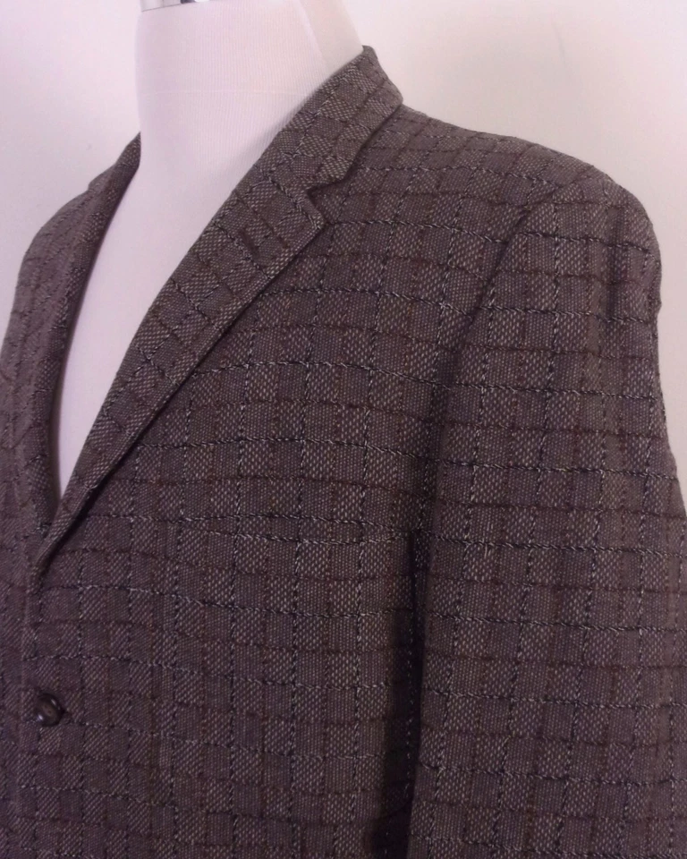 Blazer parche bolsillo vintage años 50 Eagle Clothes manchas atómicas a cuadros tweed talla 44 L Foto 2 de 4
