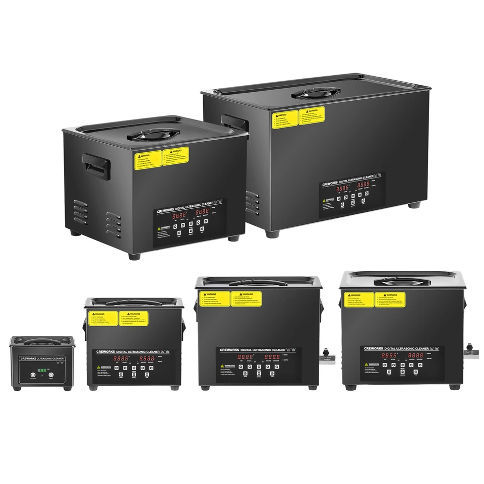 CREWORKS 0.8L bis 30L Ultraschallreiniger Titanium Stahl w/ Degas & Gentle Mode