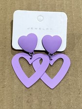 Heart Earrings Acrylic Double Heart Dangle Earrings for Women Purple New
