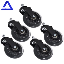 5Pcs 3 inch Office Chair Caster Rubber Swivel Wheels Replacement Heavy Duty