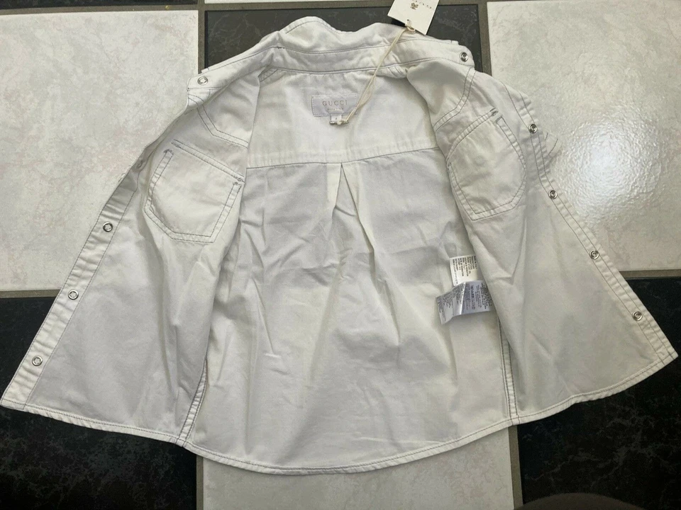 NUEVO CON ETIQUETAS 100% AUTÉNTICO Camisa Gucci Niño Algodón Manga Corta/Detalle Web Foto 3 de 4