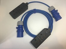 16a plug to 13A Double Socket Arctic Cable Fly Lead Adaptor Various Lengths