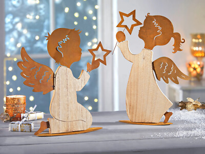 Deko-Figuren Engel ''Elion & Dara'' 2er Set Advent Deko Weihnachten Dekoration