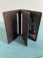 Men's Slim Front Pocket Wallet Genuine Leather Bifold ID/Credit Card Holder brwn