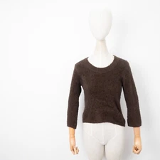 Michel Klein Paris Women's Brown JAPAN Style Crop Furry Pullover Size 38 /  M 