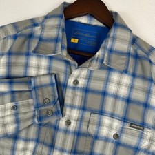 Eddie Bauer Travex Flannel Shirt Mens Small Plaid Long Sleeve Button Up Outdoors