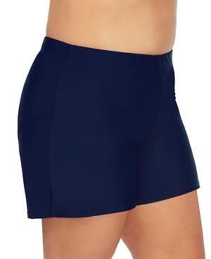 Island Escape Women's Navy Plus Size Lined Swim Shorts Size 16W