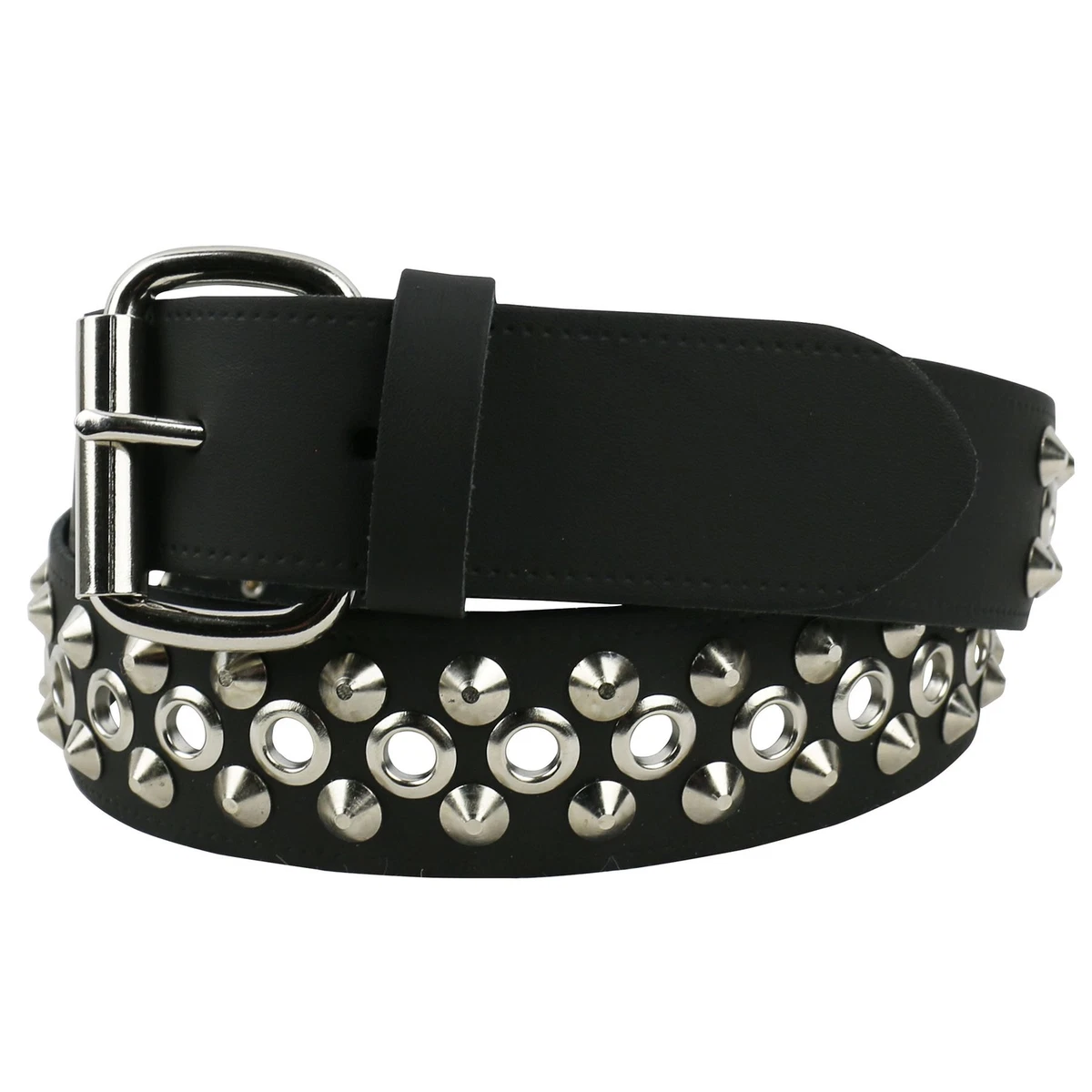38mm 2 Row Conical Eyelet Middle Chain Leather Mens Jean Belt UK Made B876 eBay