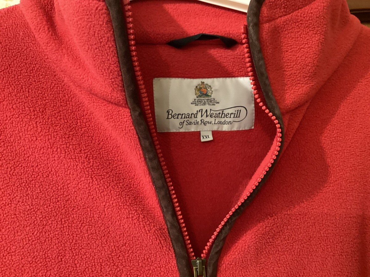 MENS RED FLEECE 1/4 ZIP BERNARD WEATHERILL SAVILE XXL